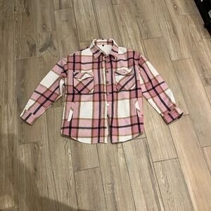 Plaid Pink Button Down (Thick Material)